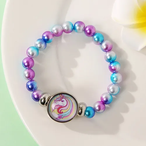 bracelet de perles colorées de licorne de dessin animé pour tout-petits