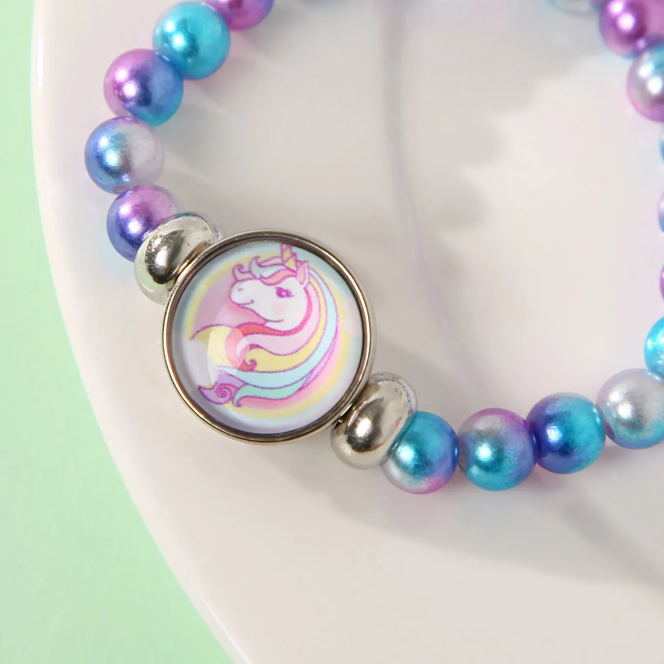 pulsera de cuentas coloridas de unicornio de dibujos animados para niños pequeños Violeta claro big image 1
