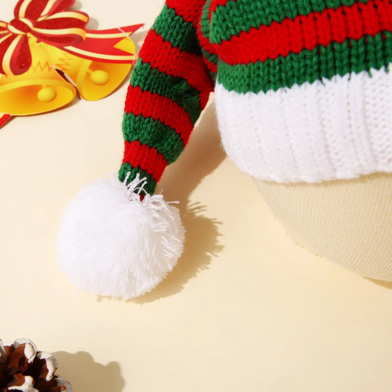 سانتا قبعة عيد الميلاد الأحمر والأبيض محبوك قبعات عيد الميلاد قبعة الشتاء قبعة عيد الميلاد القبعات لأمي وأنا أخضر / أبيض / أحمر big image 1