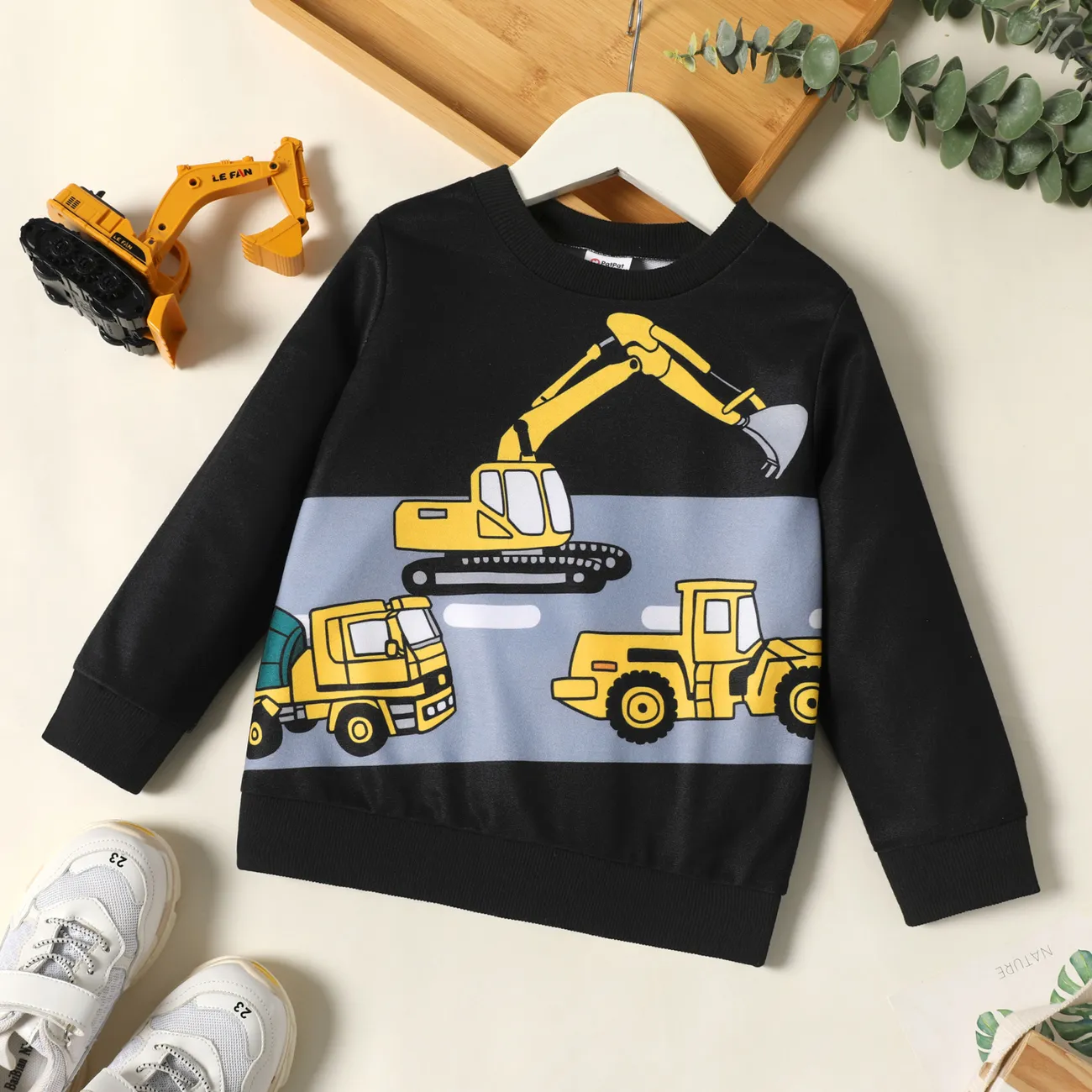 Toddler Boy Casual Vehicle Print Pullover Sweatshirt  big image 1