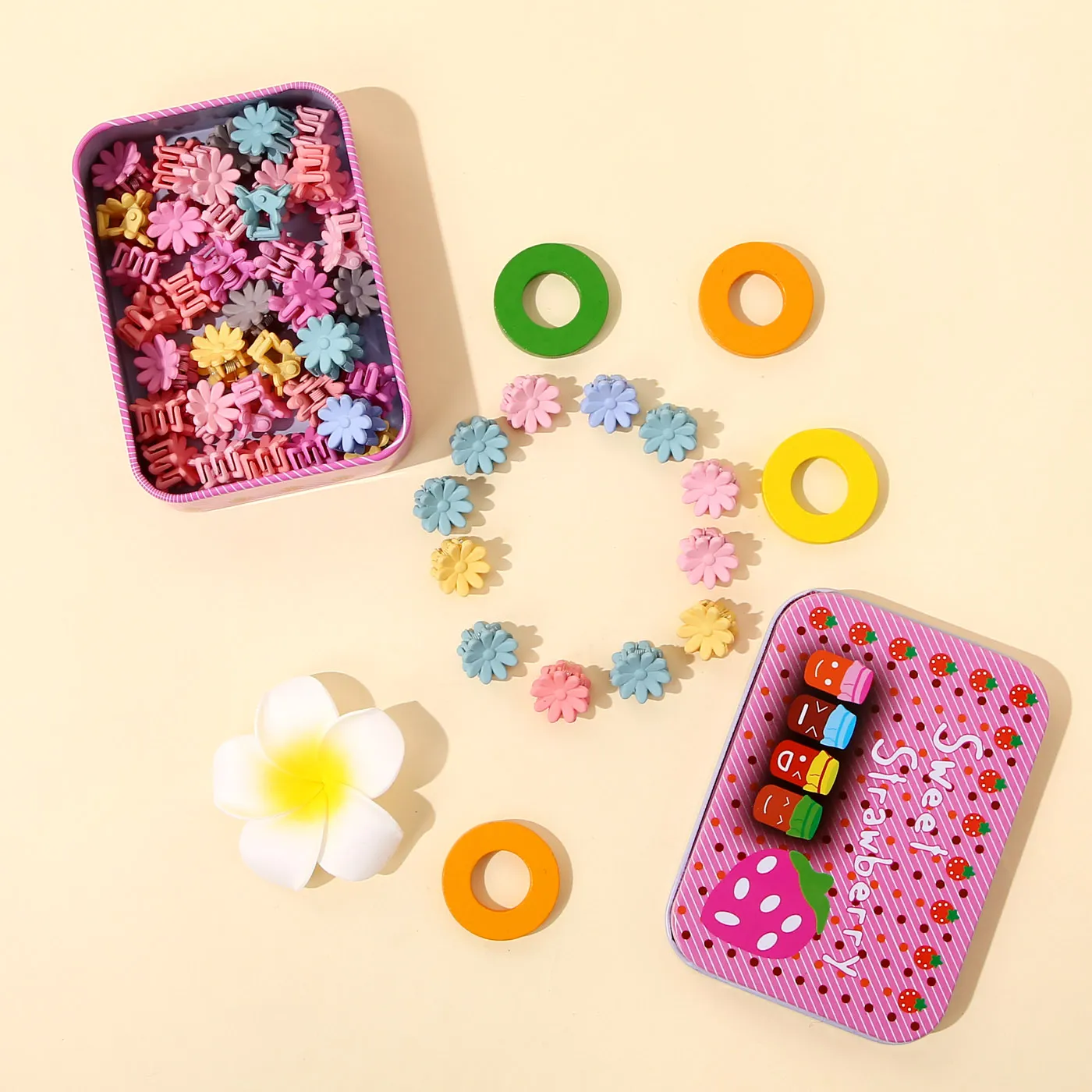 50-pack Multicolor Hair Bangs Mini Hair Claw Hair Accessories for Girls Color-D