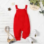 Baby Boy/Girl Solid Knitted Sleeveless Jumpsuit Overalls Red