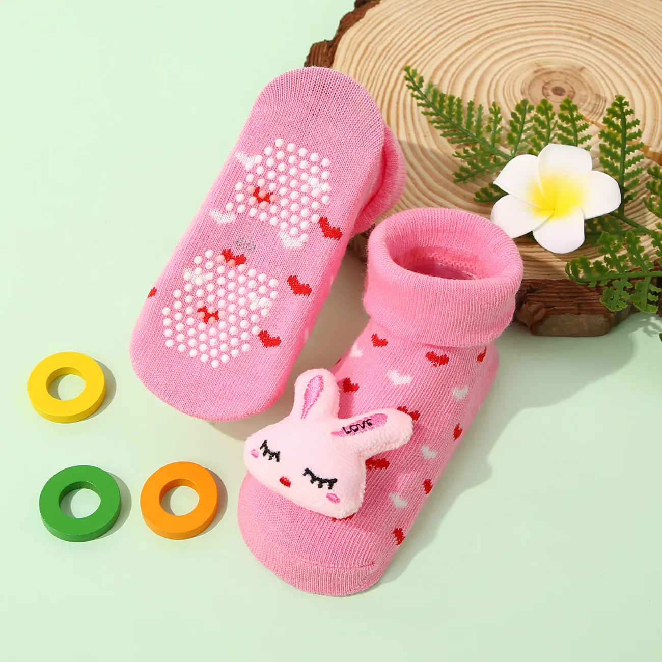 Dreidimensionale Socken der Babykarikatur-Tierfrucht rosa big image 1