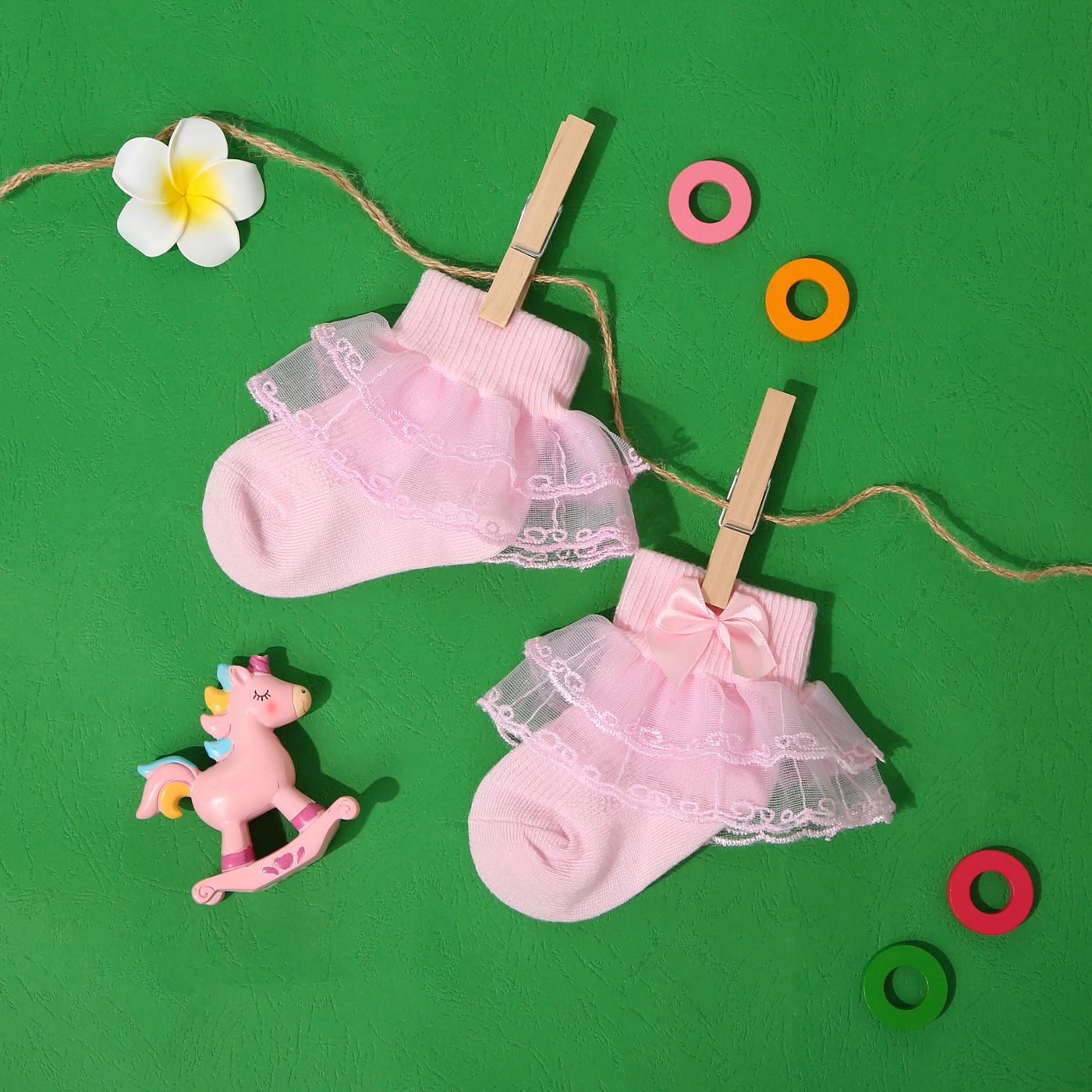 

Baby / Toddler / Kid Pure Color Lace Trim Socks for Girls
