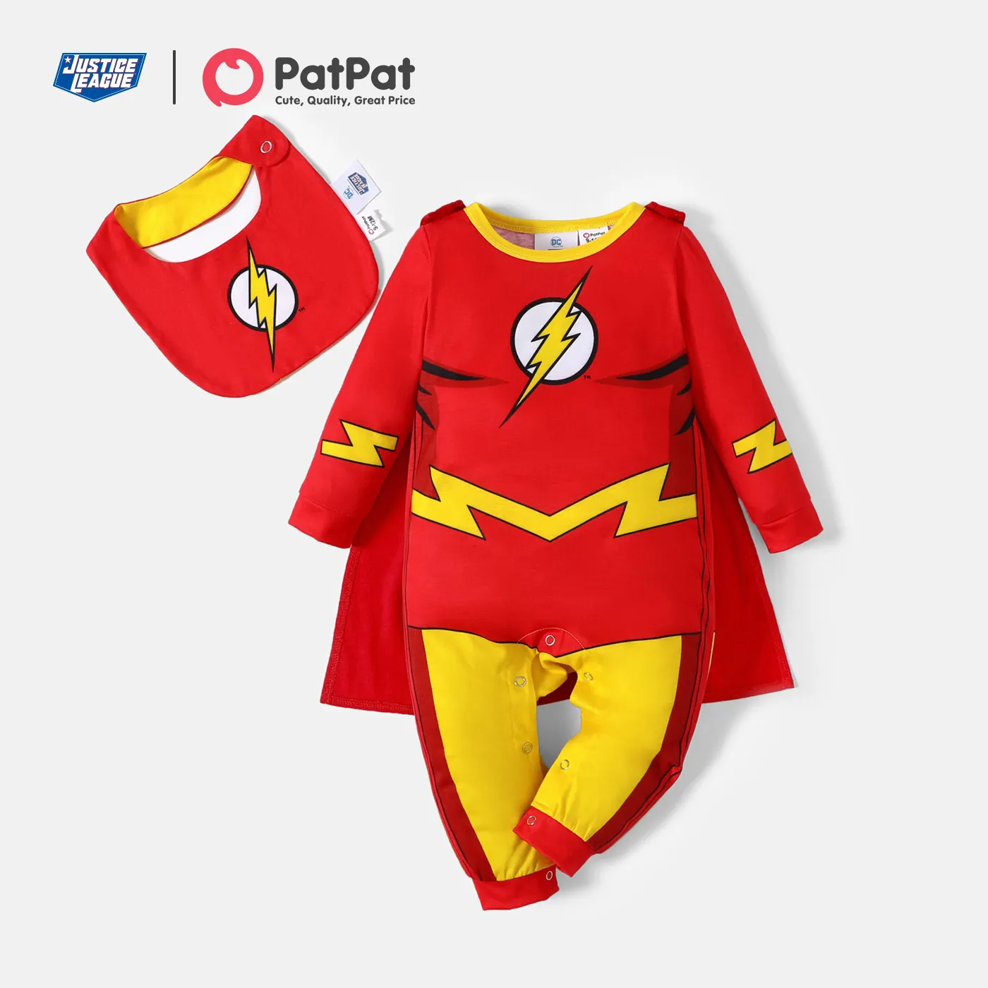 

Justice League Baby Boy/Girl Super Heroes Costume Jumpsuit with Cloak and Bib Set