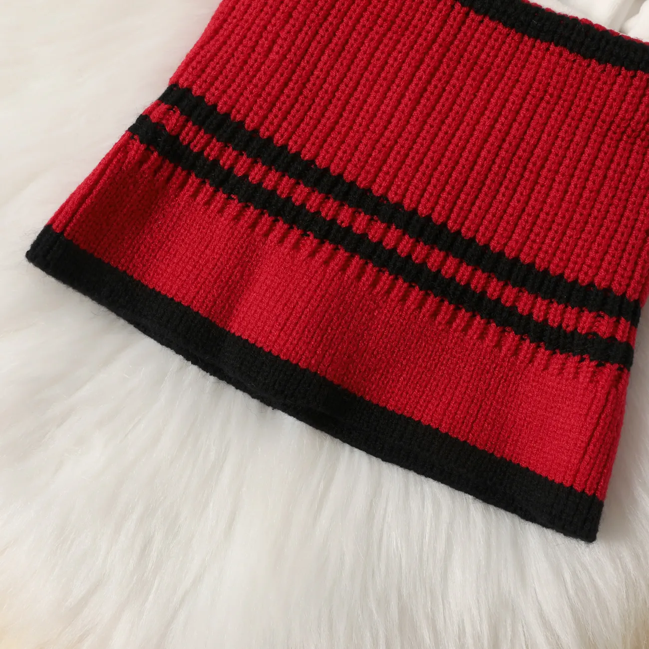 palla di capelli di un pezzo del berretto di lana lavorato a maglia invernale del bambino (palline decorative casuali) Rosso big image 1