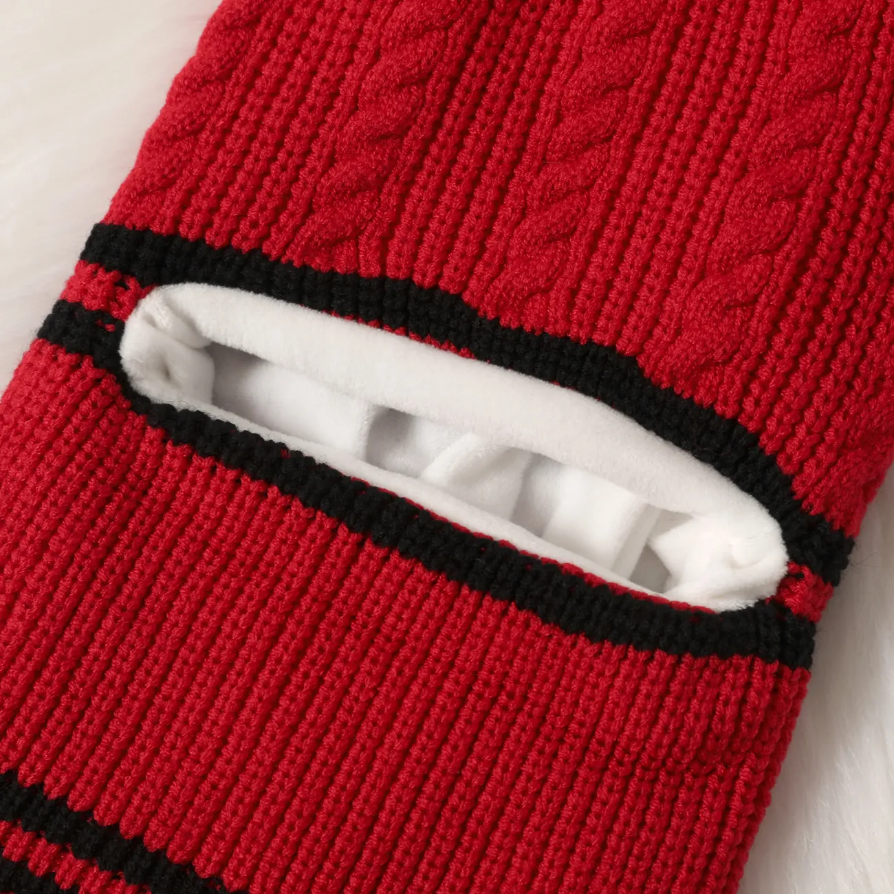 palla di capelli di un pezzo del berretto di lana lavorato a maglia invernale del bambino (palline decorative casuali) Rosso big image 1