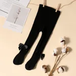 嬰兒/幼兒/兒童純色蝴蝶結絲襪（各種顏色） 黑色
