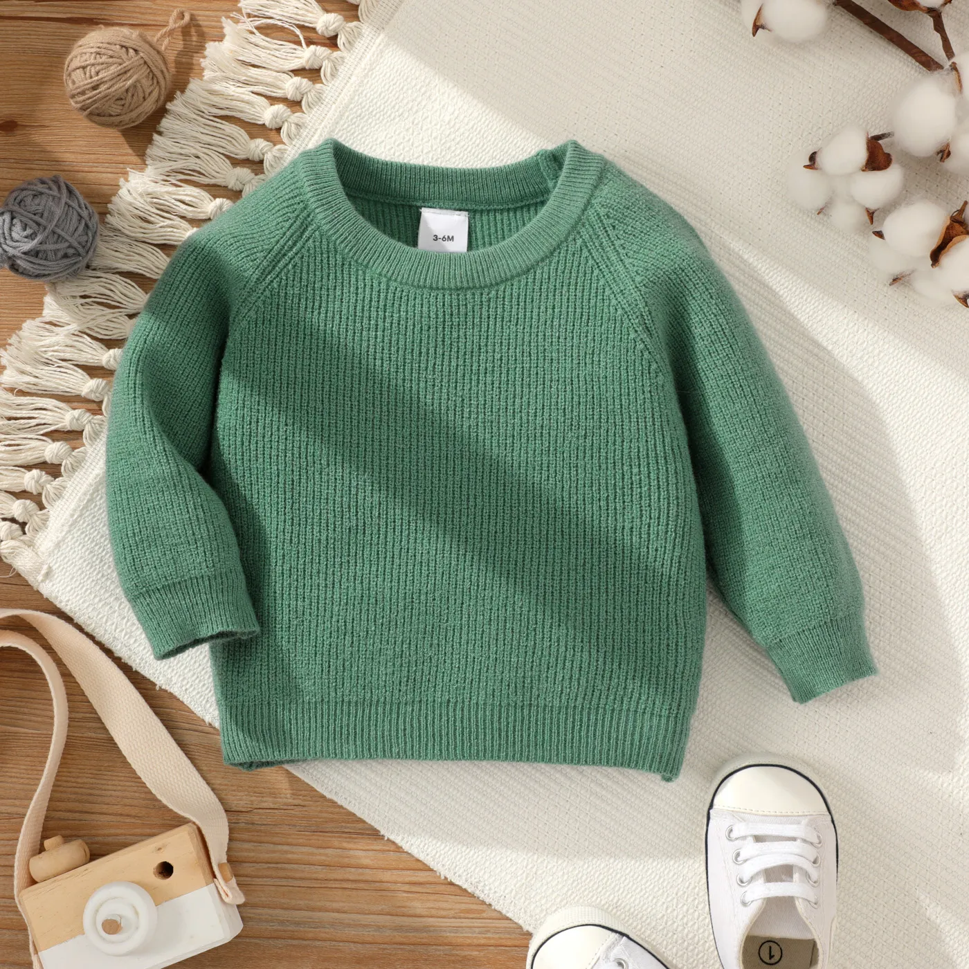Baby/Kid Girl/Boy Childlike Solid Color Coat/Jeans/Sweater/Shoes Mint Green big image 1