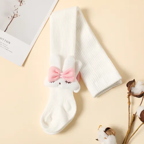 Bebê / criança / criança dos desenhos animados coelho decoração calça de cor sólida meia-calça