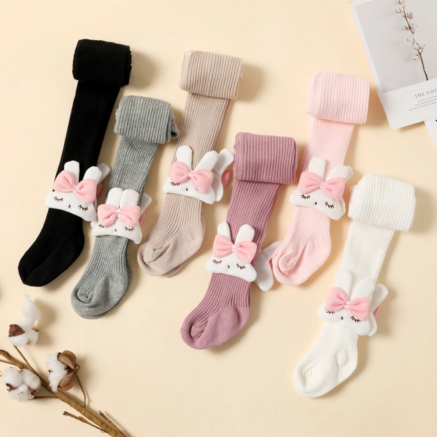 嬰兒/幼兒/兒童卡通兔子裝飾純色連褲襪緊身衣