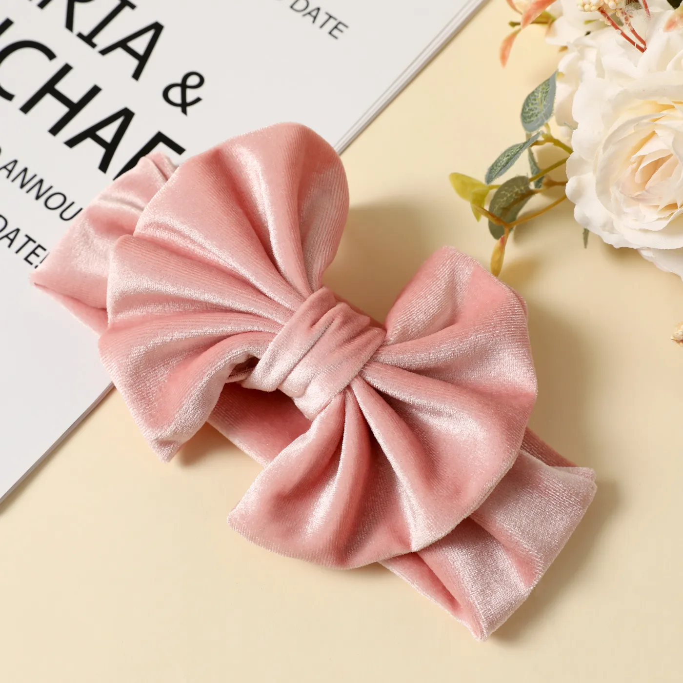 Solid Color Bowknot Headbands for Girls Rose Gold