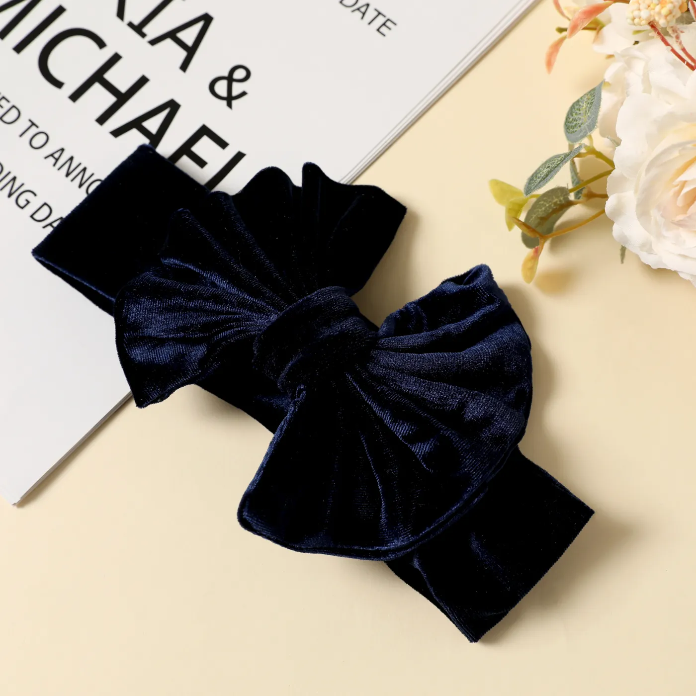 Solid Color Bowknot Headbands for Girls Navy