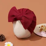 Baby Solid Bow Decor Waffle Hat WineRed