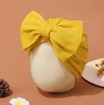Baby Solid Bow Decor Waffle Hat Ginger