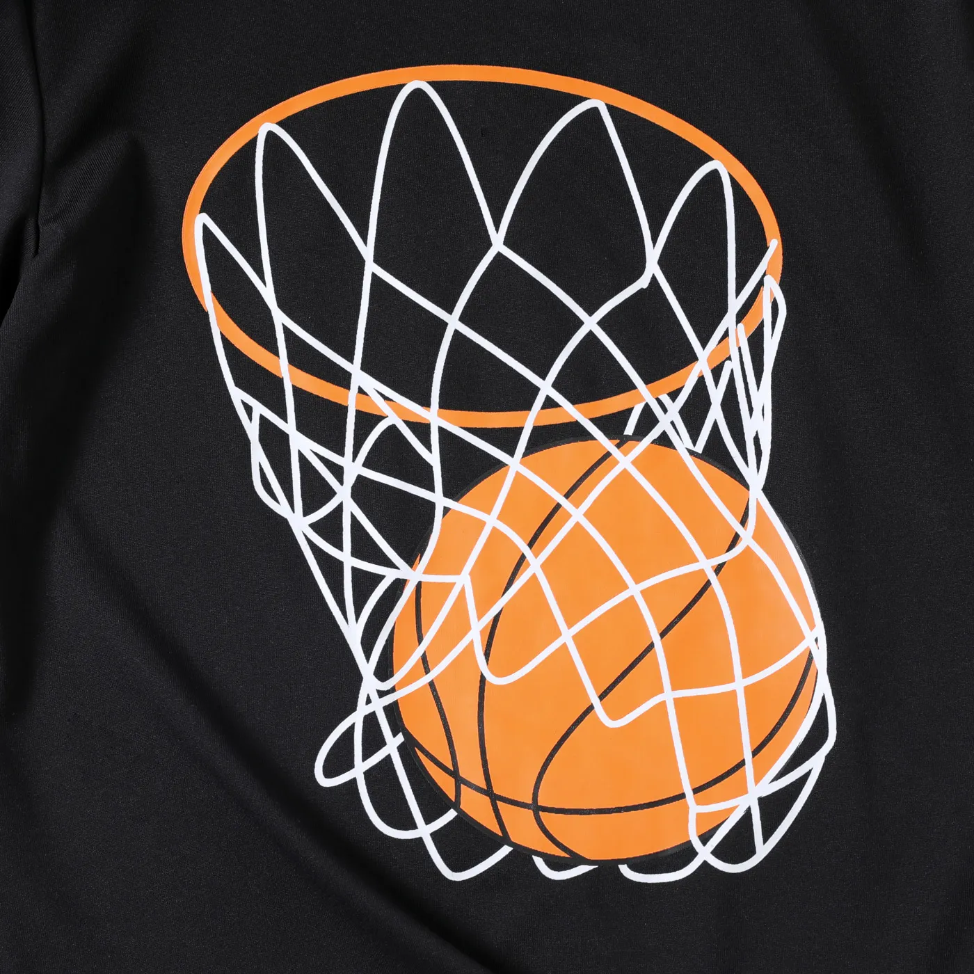 2-piece Kid Boy Basketball/Football Print Short-sleeve Tee and Elasticized Shorts Set Black image 4