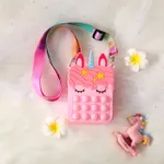 Toddler / Kid Cartoon Unicorn Silicone Coin Purse Crossbody Shoulder Bag for Girls Pink