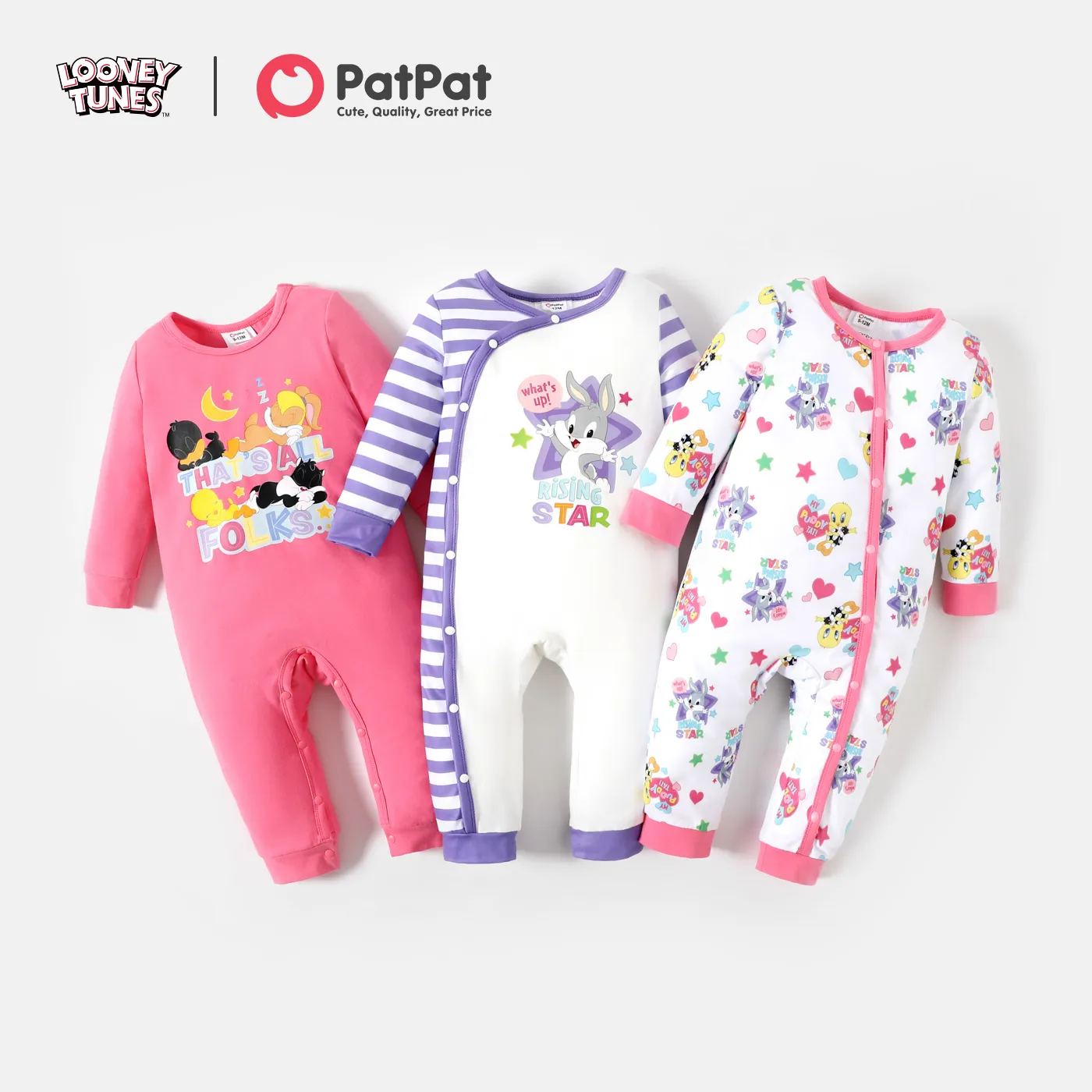 Looney Tunes Baby Boy/Girl Stars and Heart Print  Jumpsuit