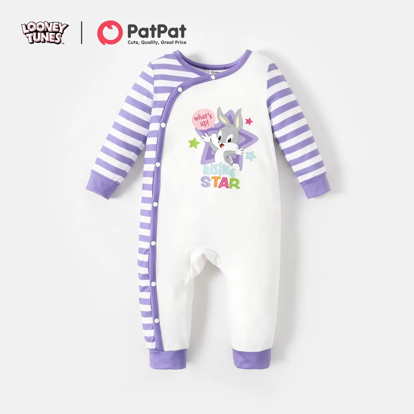 Looney Tunes Baby Boy/Girl Stars and Heart Print  Jumpsuit Purple