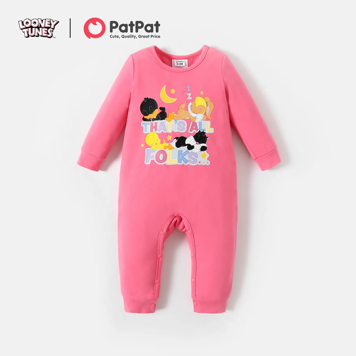 Looney Tunes Baby Boy/Girl Stars and Heart Print  Jumpsuit Pink