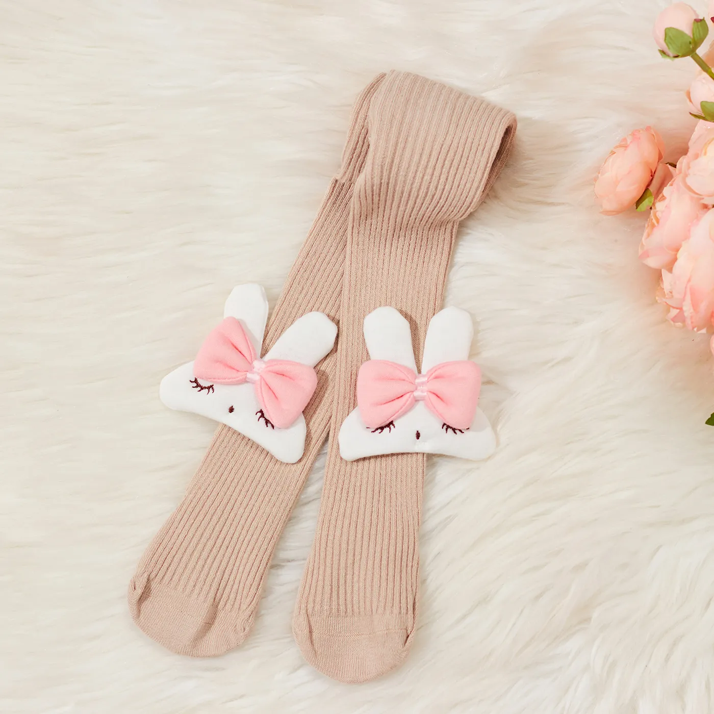 Baby / Toddler / Kid Cartoon Rabbit Decor Solid Color Pantyhose Tights Khaki