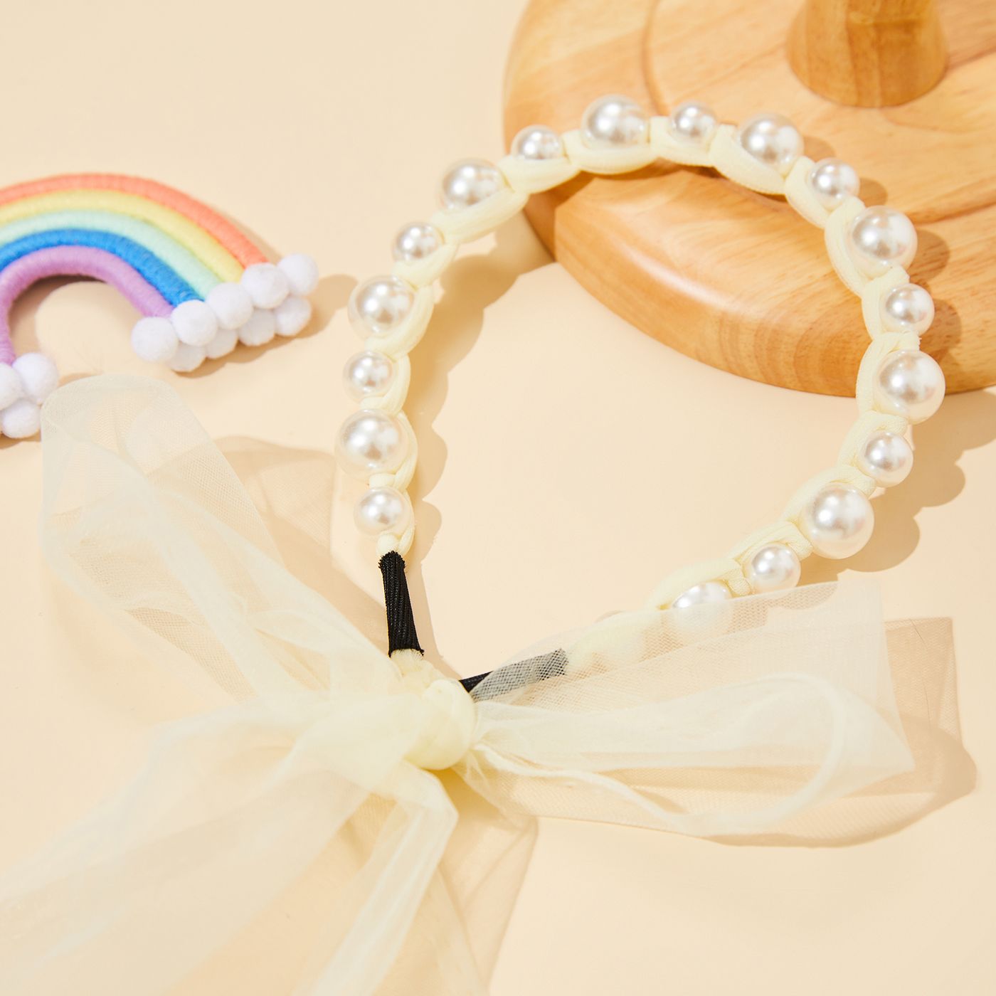 Pearl Streamer Long Ribbon Headband for Girls