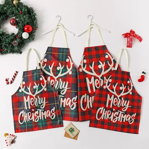Merry Christmas Plaid Aprons for Family