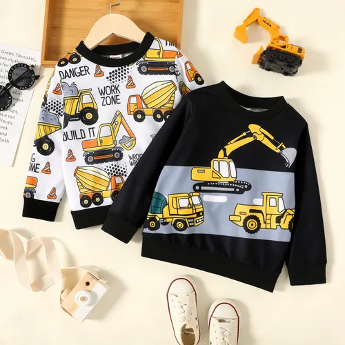 Toddler Boy Casual Vehicle Print Pullover Sweatshirt