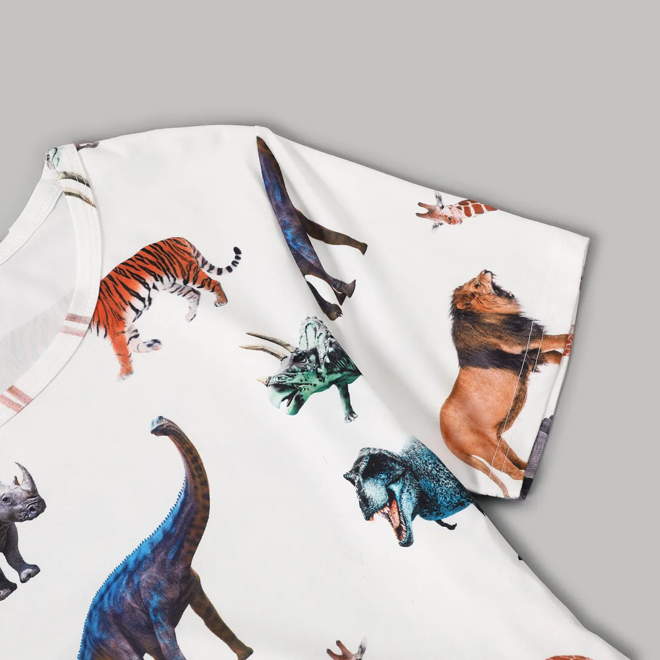 Familien-Looks Dinosaurier Kurzärmelig Familien-Outfits Sets weiß big image 1