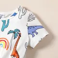 Toddler Girl Dinosaur Rainbow Cactus Print Short-sleeve Dress  image 3