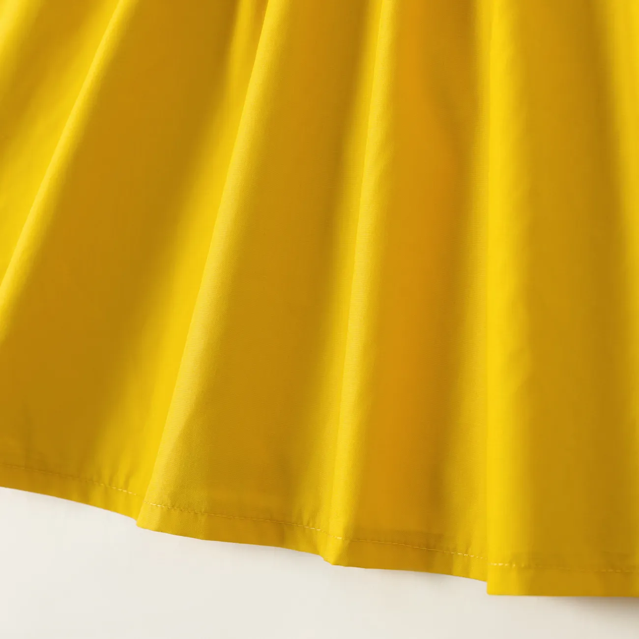 Toddler Girl 3D Floral Design Back V Neck Solid Color Sleeveless Dress Yellow big image 1