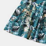 Family Matching All Over Floral Print Blue V Neck Ruffle Dresses and Short-sleeve Splicing T-shirts Sets  image 6