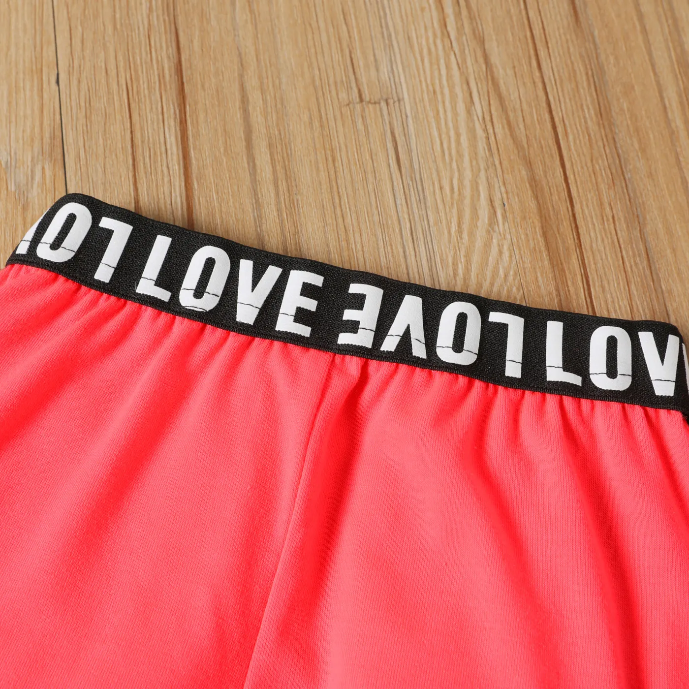 2-piece Toddler Girl Letter Print Crop Tee and Elasticized Shorts Set Pink image 3