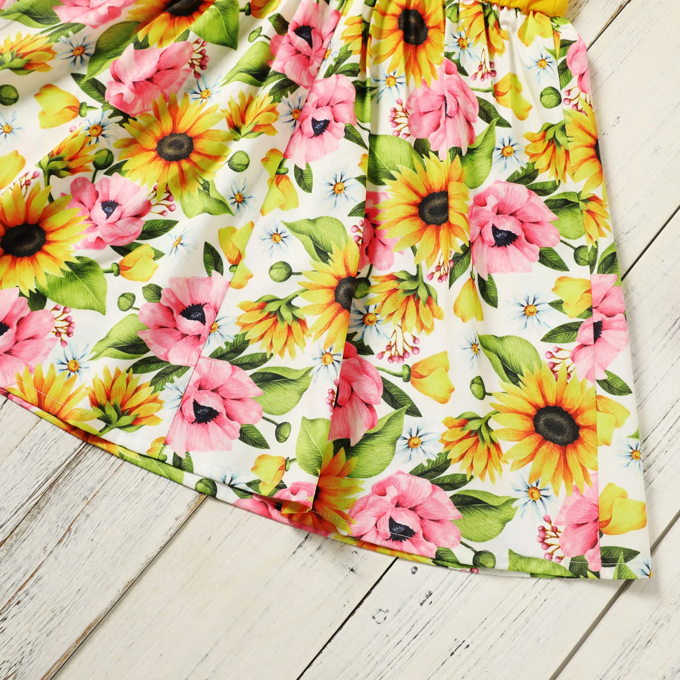 Kid Girl Floral Splice Dress with fly sleeve  image 5