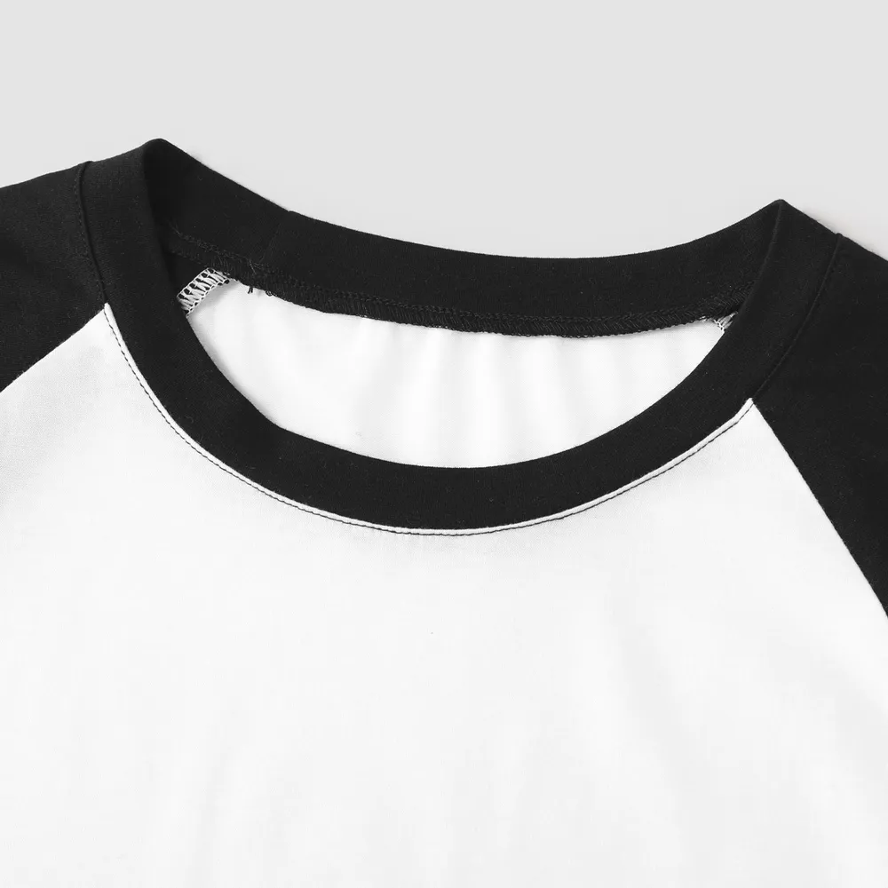 Family Matching Striped V Neck Short-sleeve Belted Dresses and Raglan-sleeve T-shirts Sets big image 14