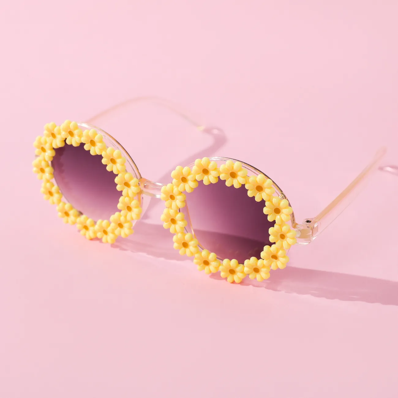 Gafas para niños pequeños, marco redondo con forma de margarita, gafas decorativas con forma de flor Amarillo big image 1