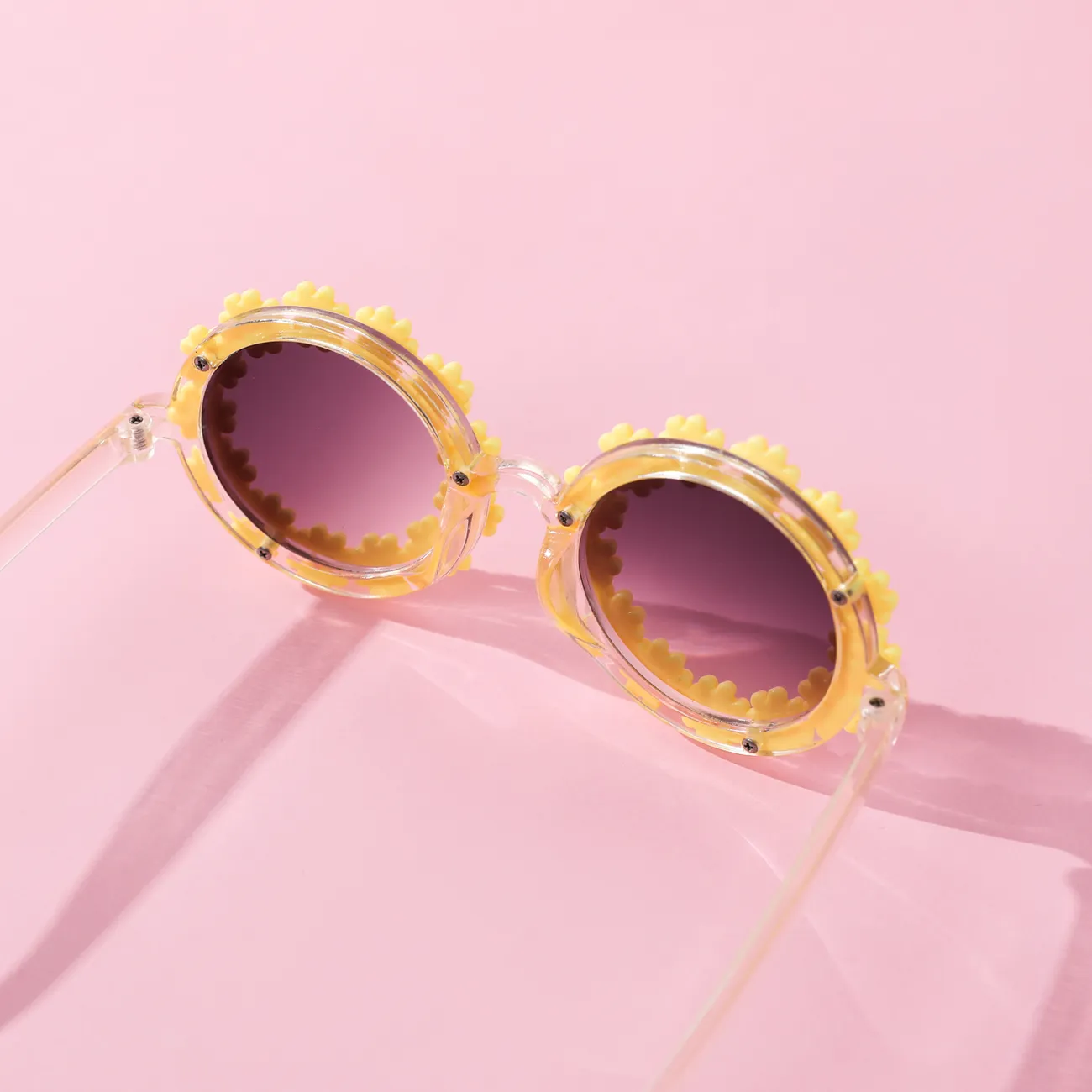 Kleinkind- / Kinderbrille Gänseblümchen runder Rahmen Blumenform dekorative Brille gelb big image 1