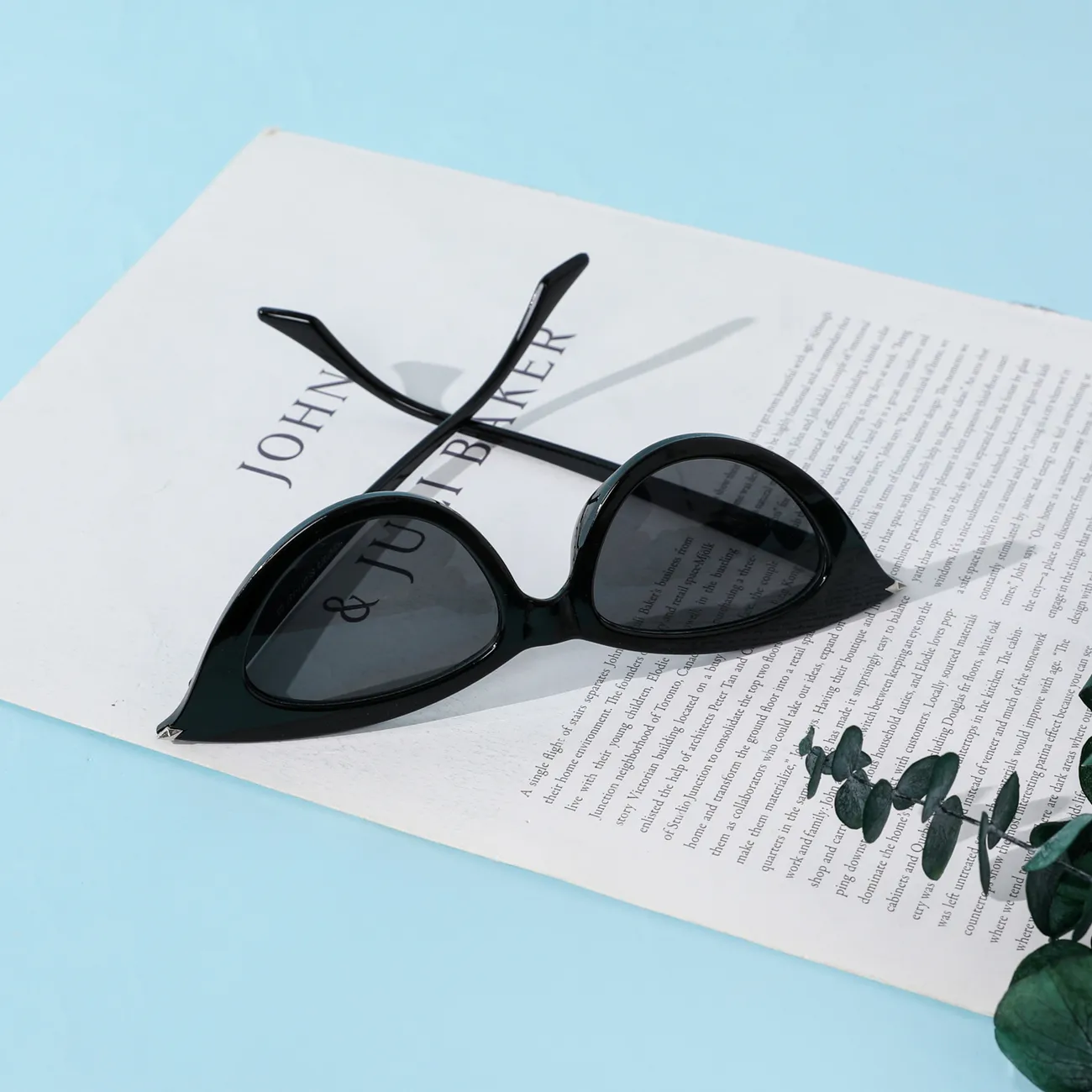 幼兒/兒童眼鏡復古窄貓眼塑膠框架裝飾眼鏡 黑色 big image 1