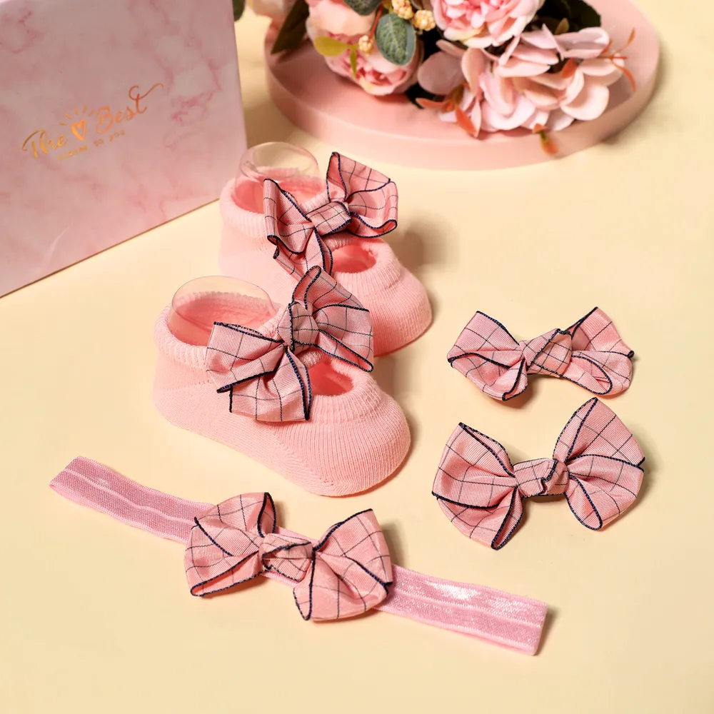 3-pack Baby Bow Decor Socks and Headband and Hair Clip Set big image 7