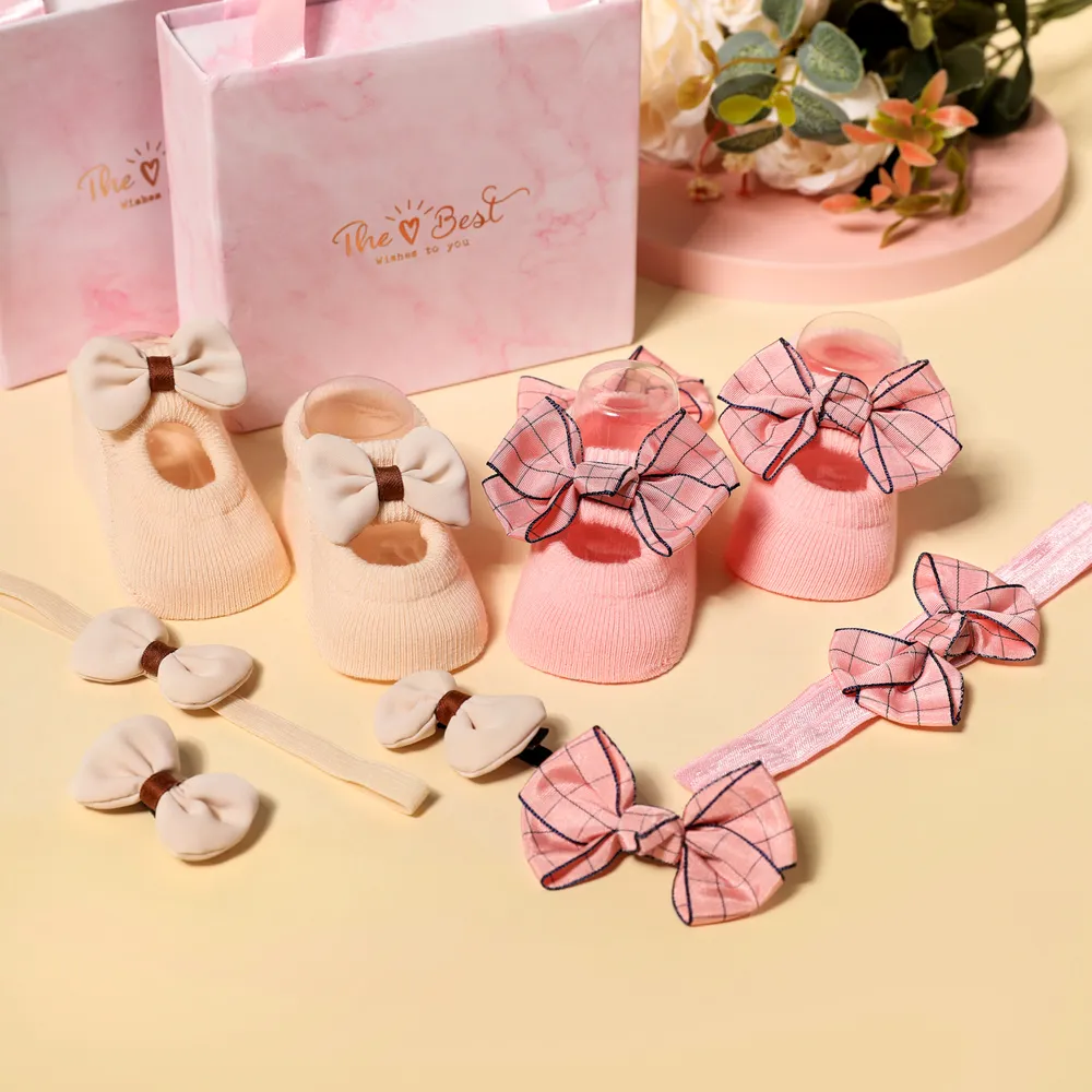 3-pack Baby Bow Decor Socks and Headband and Hair Clip Set big image 2