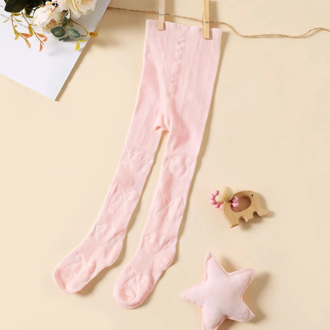Baby / Toddler Pure Color Bow Pattern Pantyhose for Girls Pink big image 1