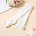 meia-calça de padrão de arco de cor pura de bebê / criança para meninas Branco
