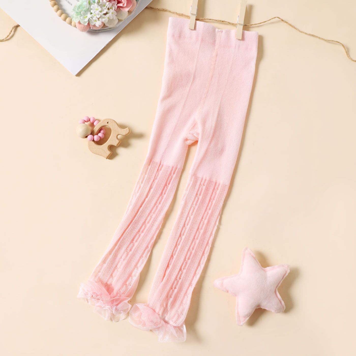 

Baby / Toddler Lace Trim Pure Color Hollow Ankle-length Pantyhose for Girls