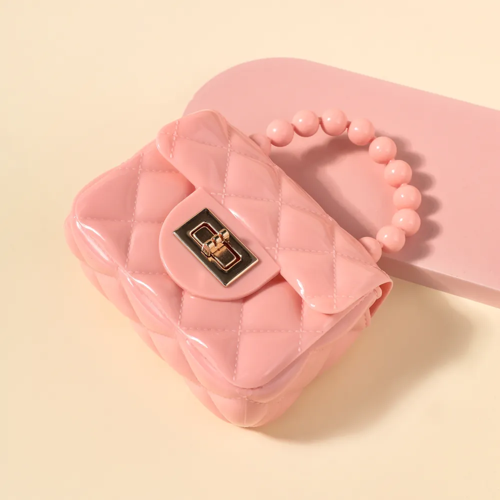 tout-petit/enfant couleur pure géométrie lingge perle sac à main embrayage sac à main pour les filles big image 6