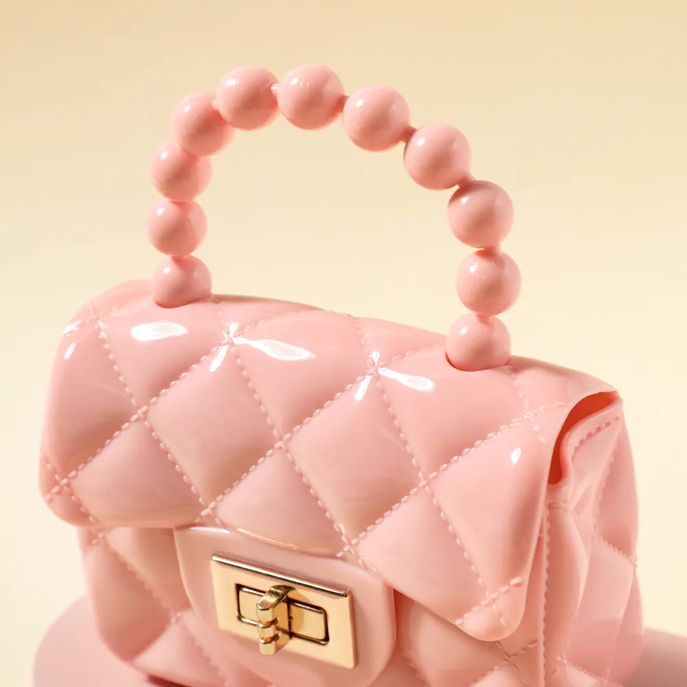 tout-petit/enfant couleur pure géométrie lingge perle sac à main embrayage sac à main pour les filles big image 7