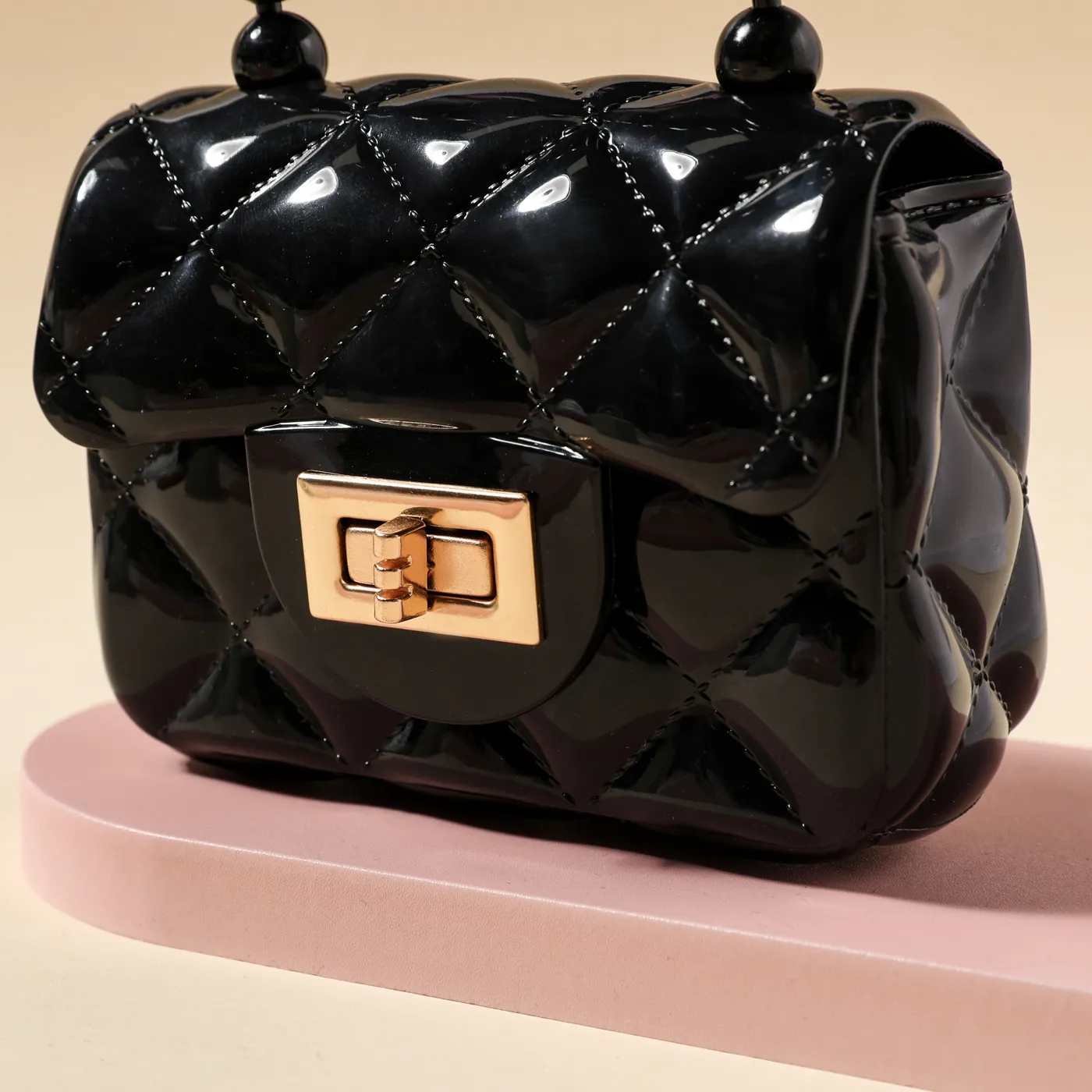 Toddler / Kid Pure Color Geometry Lingge Pearl Handbag Clutch Purse for Girls  image 4