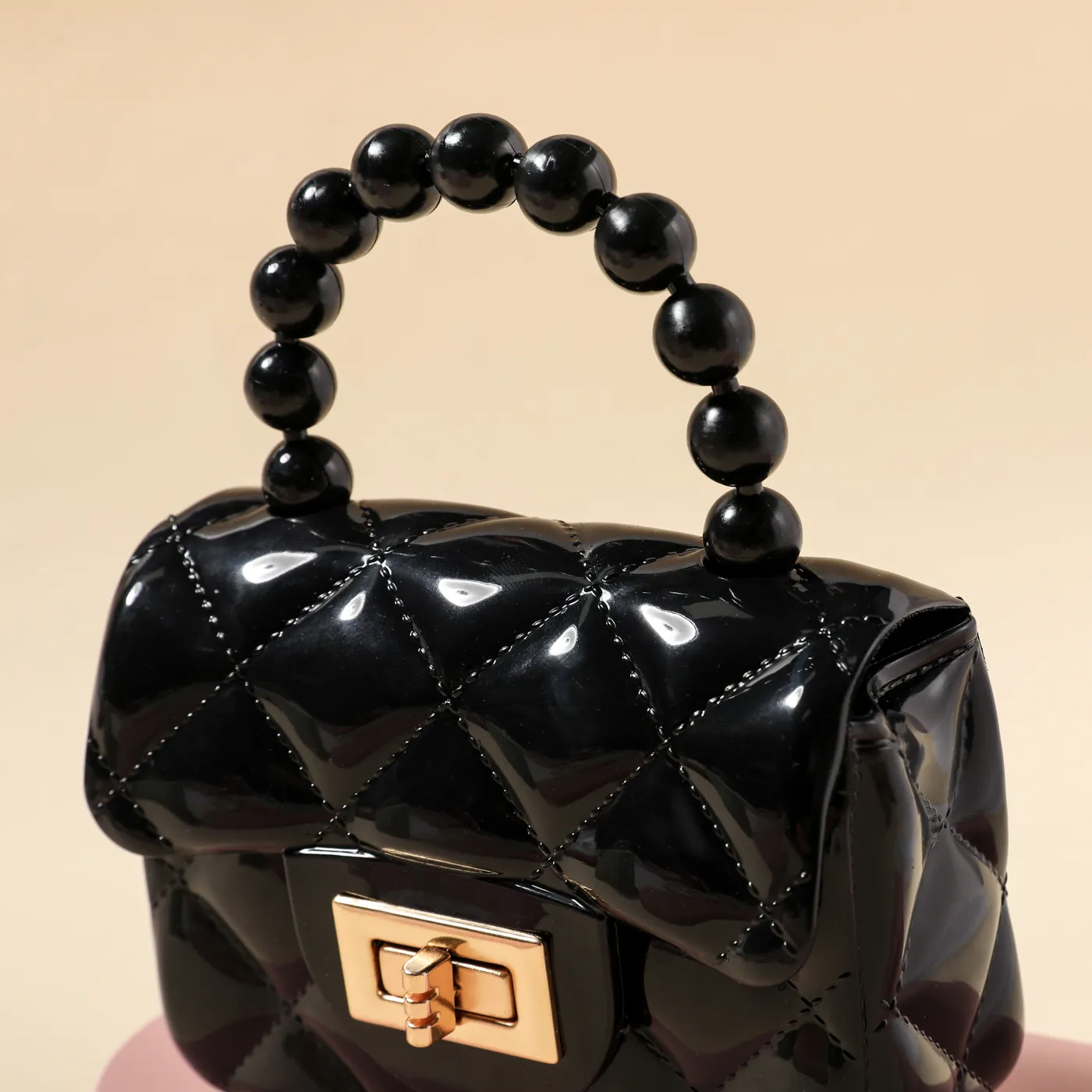 Toddler / Kid Pure Color Geometry Lingge Pearl Handbag Clutch Purse for Girls  image 5