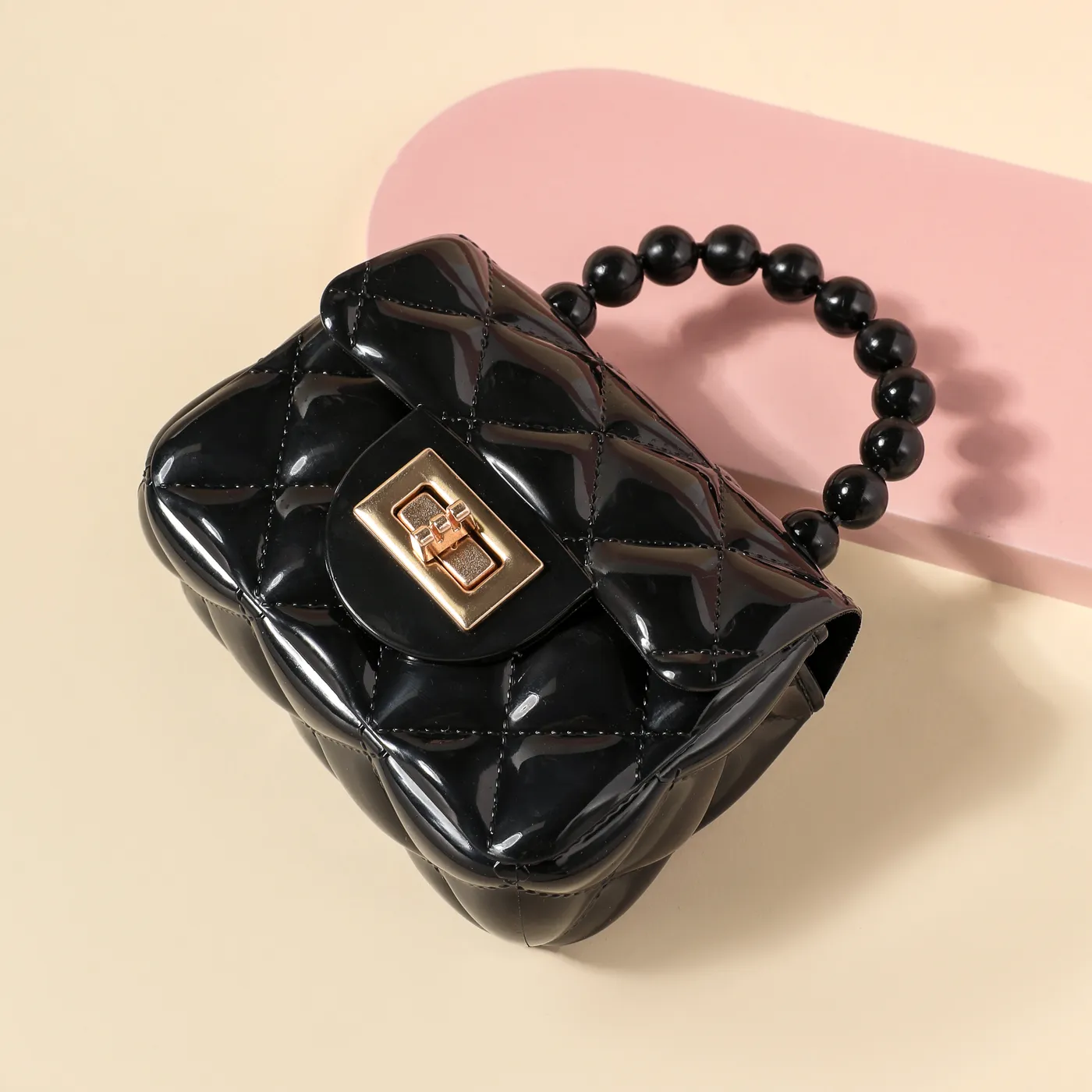 Toddler / Kid Pure Color Geometry Lingge Pearl Handbag Clutch Purse for Girls  image 6