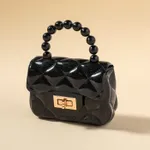 Toddler / Kid Pure Color Geometry Lingge Pearl Handbag Clutch Purse for Girls Black