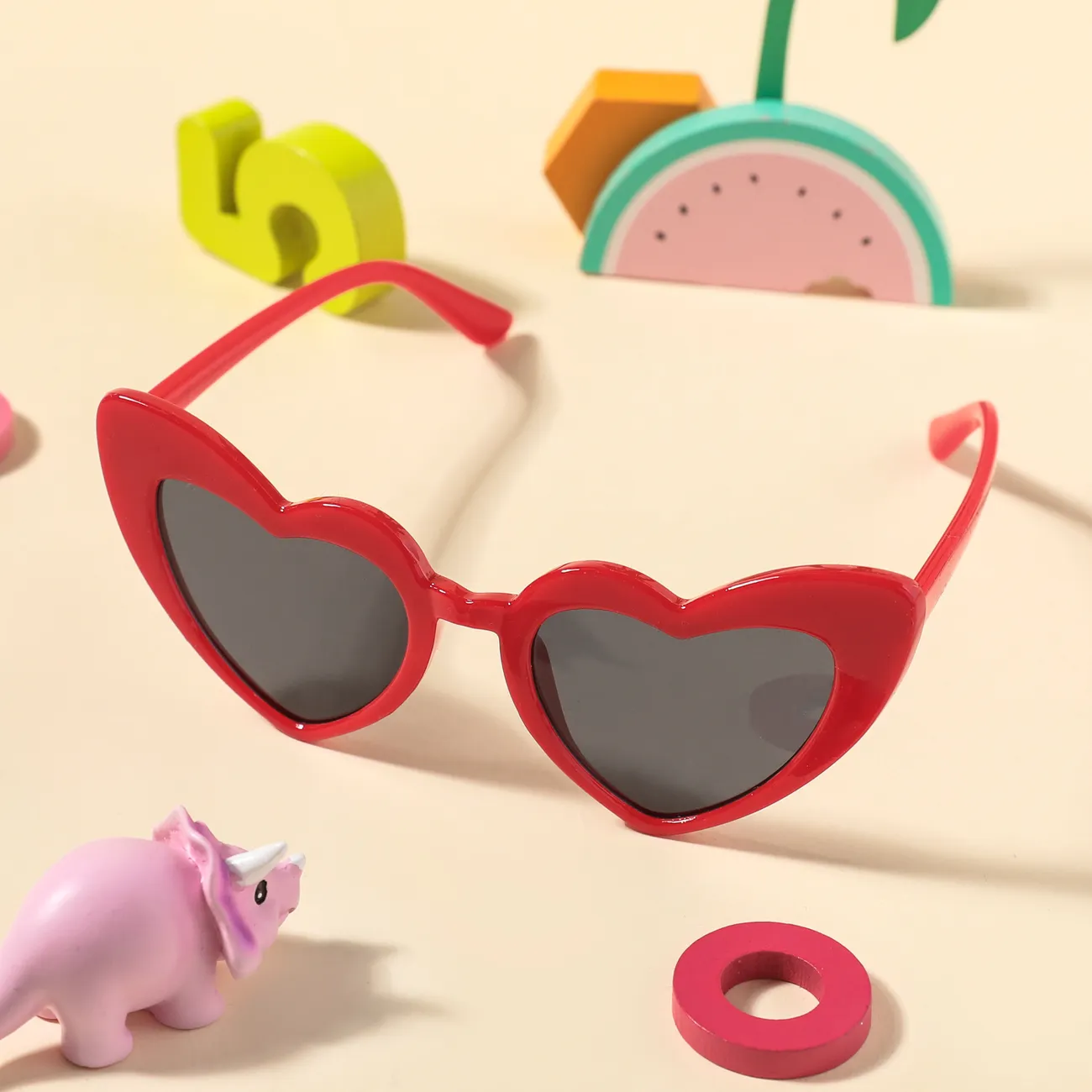 Gafas para niños, gafas decorativas con marco de plástico de corazón a la moda (color de caja de gafas al azar) Rojo big image 1